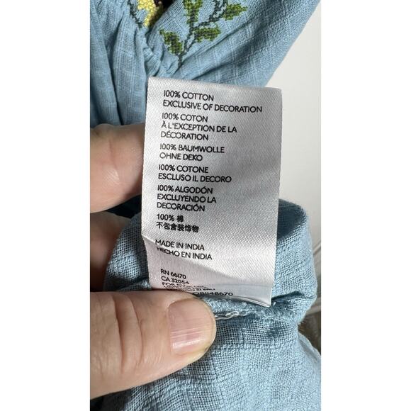 Urban Outfitters UO Forever Blue Tie Embroidered‎ Baby Doll Smock Dress Size XS - Picture 14 of 15